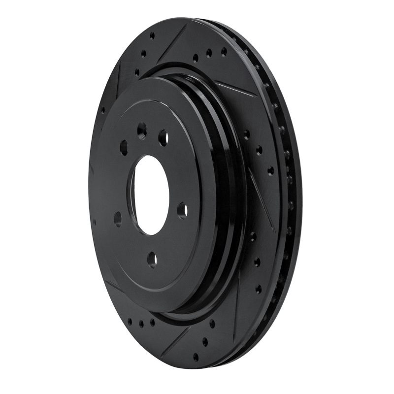 Cadillac ATS Brake Rotor (1) - Rear Left - R1 Concepts - Drilled & Slotted - Black - `13-`19